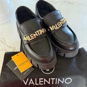 Valentino Shoes | Valentino Black Loafers | Valentino Black loafers with Gold